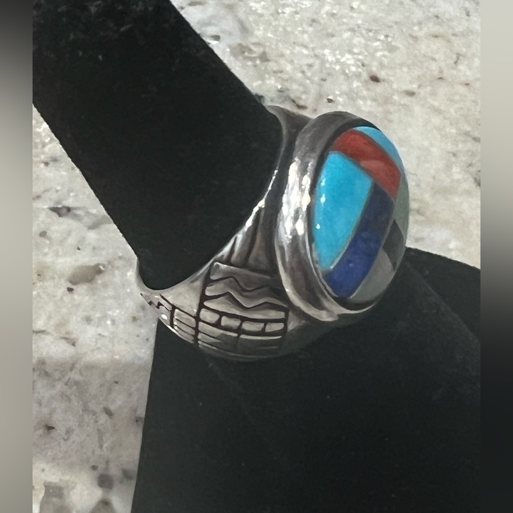 CAROLYN POLLACK sterling inlay ring - Picture 4 of 8